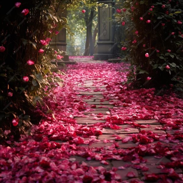 Full rose petal trail
